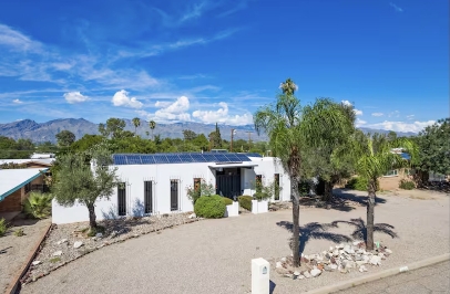Desert landscaping and solar panels at 5855 East 3rd Street